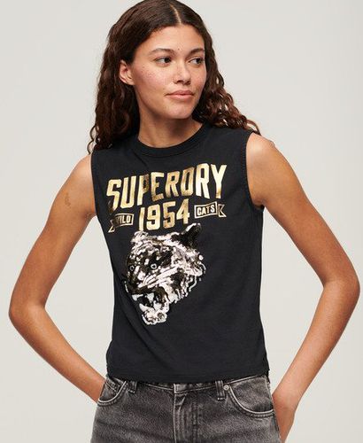 Women's Embellished Archive Fitted Tank Top / Jet - Size: 10 - Superdry - Modalova