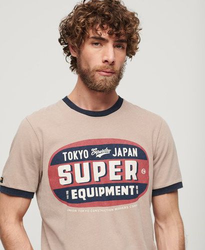 Men's Ringer Workwear Graphic T-Shirt Beige / Deep Beige/Eclipse Navy - Size: Xxl - Superdry - Modalova