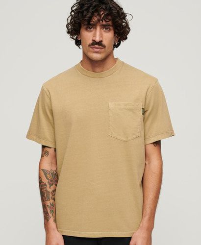 Men's Contrast Stitch Pocket T-Shirt Tan / Washed Cappuccino - Size: S - Superdry - Modalova