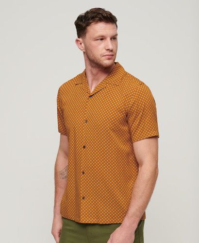 Men's Short Sleeve Revere 70s Shirt Tan / Mini Geo Tan Print - Size: S - Superdry - Modalova