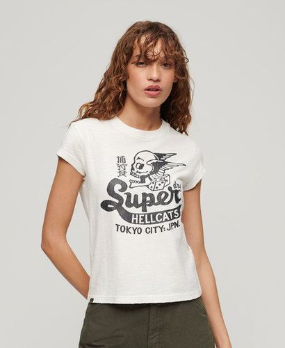 Women's Retro Rocker Short Sleeve T Shirt Cream / Ecru Slub - Size: 12 - Superdry - Modalova