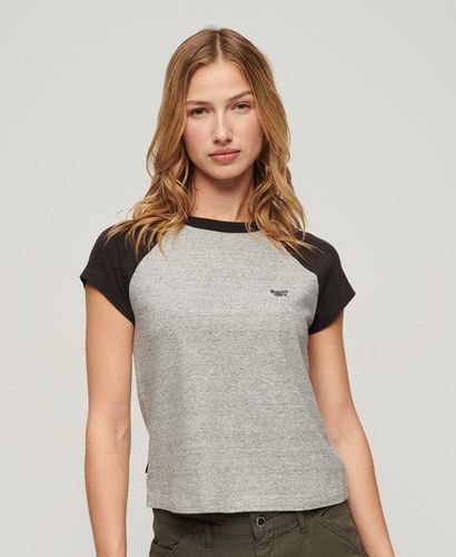 Women's Organic Cotton Essential Logo Raglan T-Shirt Black / Bison Black/ Athletic Grey Marl - Size: 14 - Superdry - Modalova