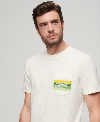 Men's Cali Striped Logo T-Shirt / Off Slub - Size: L - Superdry - Modalova