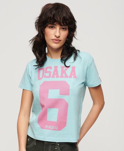 Women's Osaka 6 Kiss Print 90s T-Shirt Light Blue / Sky Blue - Size: 10 - Superdry - Modalova