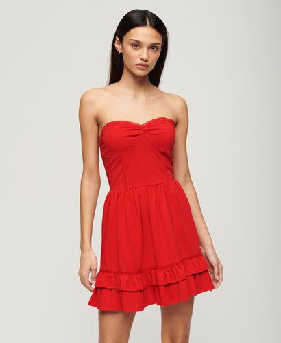Women's 50s Lace Bandeau Mini Dress Red / Risk Red - Size: 12 - Superdry - Modalova