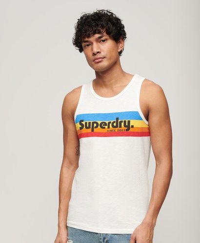 Men's Cali Striped Logo Vest Top / Ecru Slub - Size: L - Superdry - Modalova