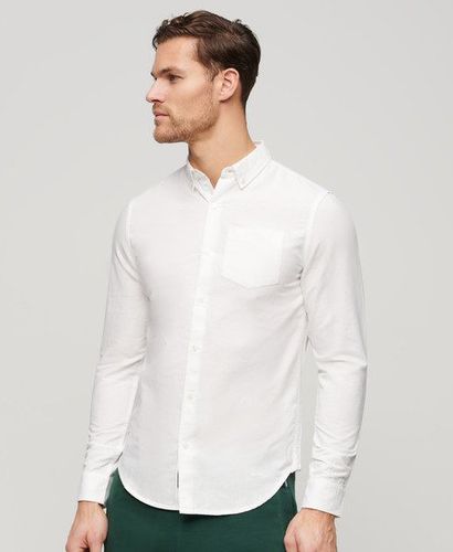 Men's Organic Cotton Studios Linen Button Down Shirt White / Optic - Size: L - Superdry - Modalova