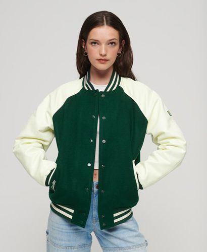 Women's College Varsity Bomber Jacket Green / Enamel Green - Size: 16 - Superdry - Modalova