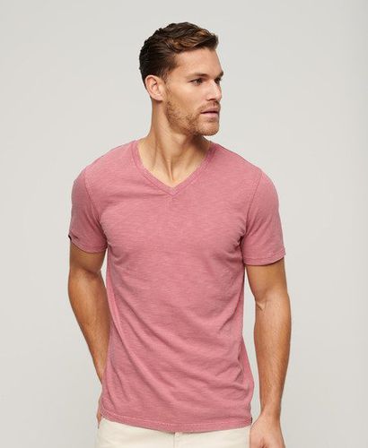 Men's V-Neck Slub Short Sleeve T-Shirt Pink / Mesa Rose Pink - Size: L - Superdry - Modalova