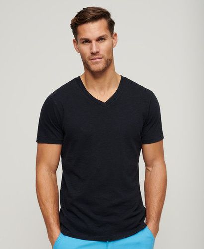 Men's V-Neck Slub Short Sleeve T-Shirt Navy / Eclipse Navy - Size: L - Superdry - Modalova
