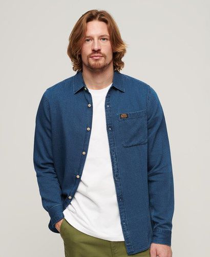 Men's Organic Cotton Long Sleeve Denim Shirt / Rinse Wash - Size: M - Superdry - Modalova