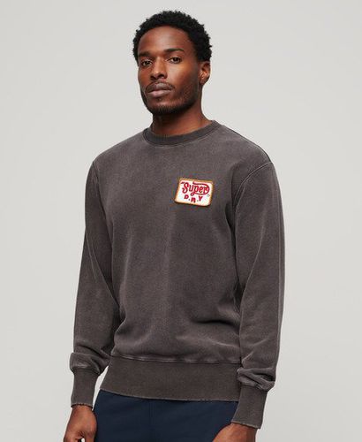 Mens Loose Fit Embroidered Logo Mechanic Crew Sweatshirt, Black, Size: XL - Superdry - Modalova