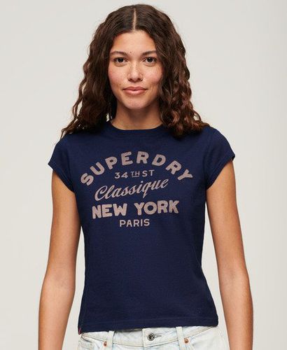 Women's Indigoblaues Workwear T-Shirt mit Flügelärmeln - Größe: 38 - Superdry - Modalova