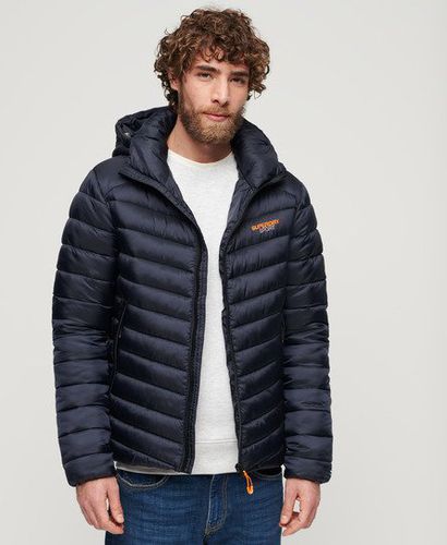 Mens Slim Fit Embroidered Logo Hooded Fuji Padded Jacket, Navy Blue, Size: S - Superdry - Modalova