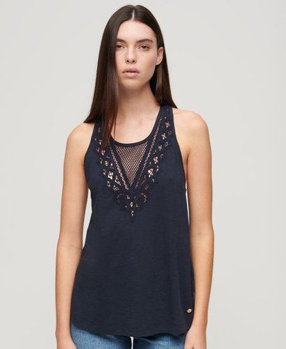 Women's Jersey Lace Vest Navy / Eclipse Navy - Size: 8 - Superdry - Modalova