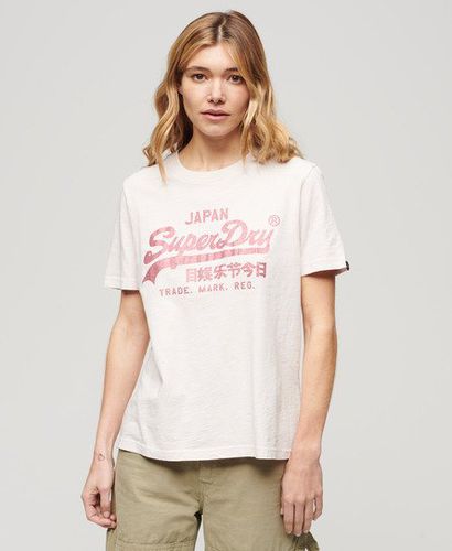 Damen Relaxtes T-Shirt mit Logo in Metallic-Optik - Größe: 34 - Superdry - Modalova