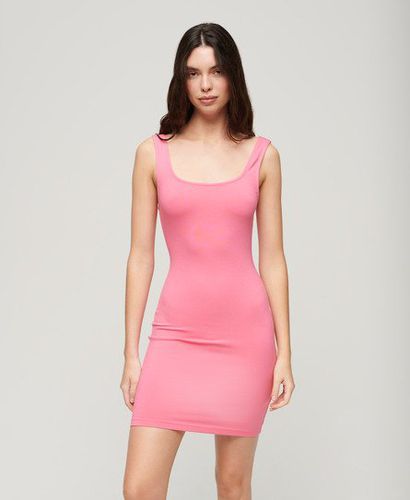 Women's Square Neck Jersey Mini Dress Pink / Pink Carnation - Size: 10 - Superdry - Modalova