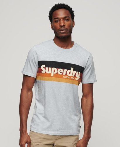 Men's Cali Striped Logo T-Shirt Light Blue / Sea Salt Blue Slub - Size: L - Superdry - Modalova