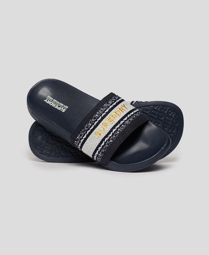 Women's Vegan Webbing Pool Sliders Navy / Truest Navy - Size: 3-4 - Superdry - Modalova