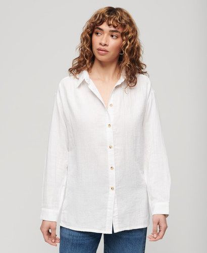 Women's Longline Beach Shirt White - Size: 10 - Superdry - Modalova