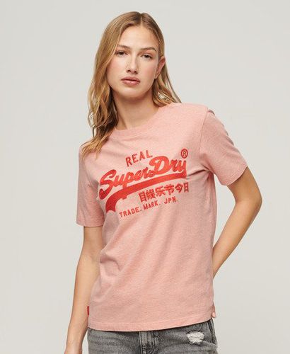 Women's Embroidered Vintage Logo T-Shirt Pink / Abbey Peach Heather - Size: 10 - Superdry - Modalova