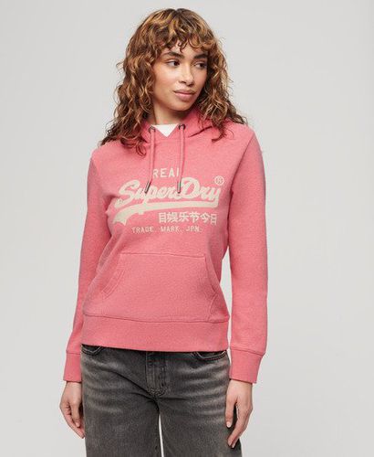 Women's Embroidered Vintage Logo Graphic Hoodie / Coral Marl - Size: 16 - Superdry - Modalova