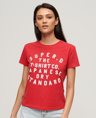Women's Puff Print Fitted T-Shirt Red / Papaya Red Marl - Size: 16 - Superdry - Modalova