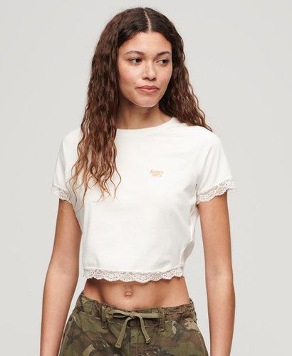 Damen T-Shirt mit Spitzenbesatz im Stil der 90er - Größe: 42 - Superdry - Modalova