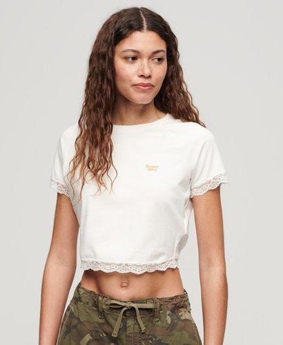 Women's 90s Lace Trim T-Shirt White / Off White - Size: 14 - Superdry - Modalova