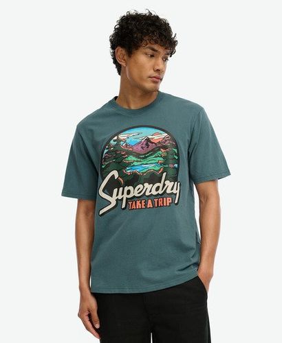 Men's Travel Postcard Graphic T-Shirt Blue / Stargazer Blue - Size: L - Superdry - Modalova