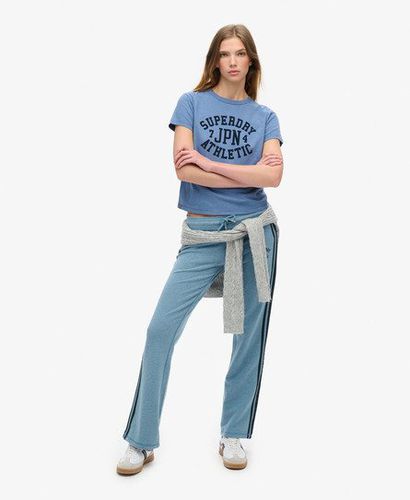 Women's Athletic Essentials Stripe Flare Joggers Blue / Wedgewood Blue Marl - Size: 14 - Superdry - Modalova