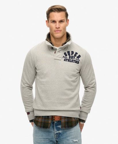 Men's Vintage Athletic Henley Sweatshirt Light Grey / Light Grey Marl - Size: M - Superdry - Modalova