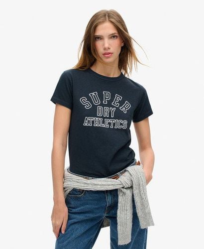 Women's Athletic Essentials Graphic Fitted T-Shirt Navy / Eclipse Navy Slub - Size: 8 - Superdry - Modalova