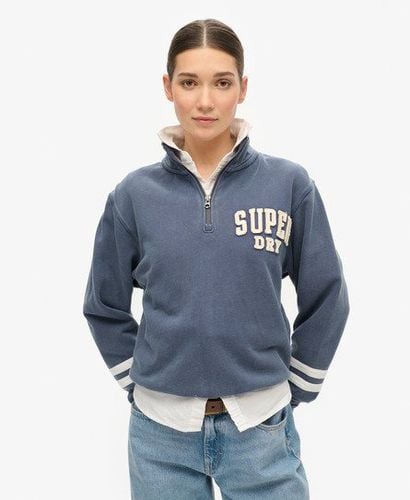 Women's Athletic Essentials Applique Half Zip Sweatshirt Navy / Mariner Navy - Size: 8 - Superdry - Modalova
