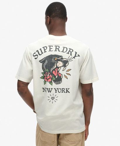 Men's Tattoo Back Graphic Loose T-Shirt White / Winter White - Size: M - Superdry - Modalova