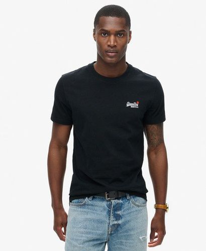 Men's Organic Cotton Essential Logo T-Shirt Black / Black/hazard Orange - Size: S - Superdry - Modalova