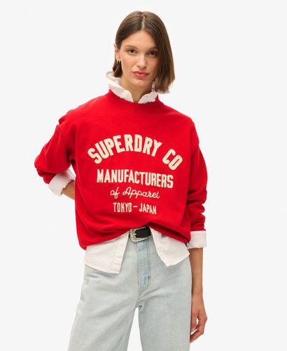 Women's Workwear Embroidered Loose Crew Jumper Red / Varsity Red - Size: 16 - Superdry - Modalova