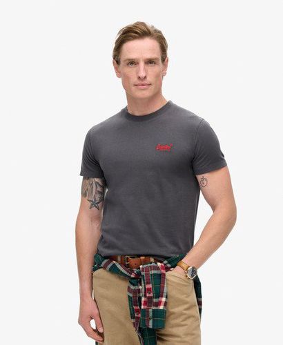 Men's Organic Cotton Essential Logo T-Shirt Dark Grey / Graphite Black/Fluro Red - Size: XL - Superdry - Modalova