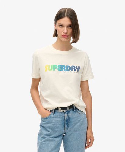 Women's Rainbow Logo Relaxed T-Shirt Cream - Size: 10 - Superdry - Modalova