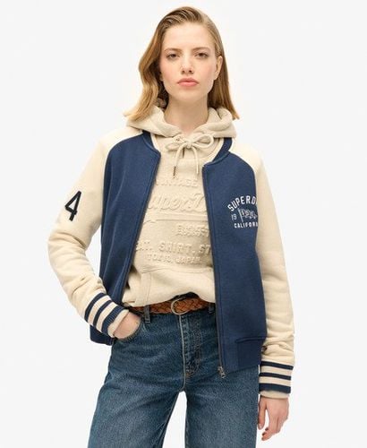 Women's College Script Graphic Jersey Bomber Jacket Navy / Atlantic Navy - Size: 8 - Superdry - Modalova