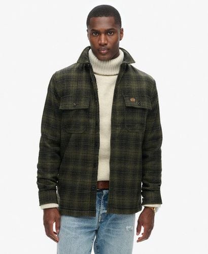 Men's Wool Miller Overshirt Green / Haze Ombre Olive - Size: L - Superdry - Modalova