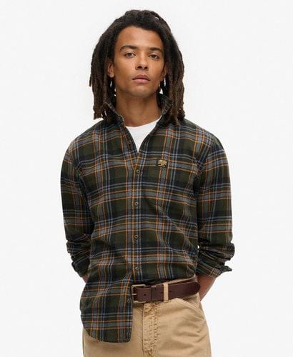 Men's Long Sleeve Cotton Lumberjack Shirt Green / Buckshot Check Olive - Size: S - Superdry - Modalova