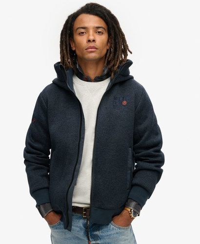 Men's Hooded Bonded Knit Bomber Jacket Dark Blue / Sargasso Sea Blue - Size: M - Superdry - Modalova