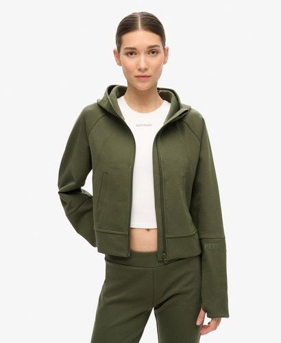 Women's Sport Tech Relaxed Zip Hoodie Khaki / Army Khaki - Size: 14 - Superdry - Modalova