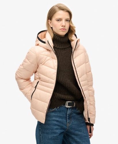 Ladies Slim Fit Quilted Hooded Fuji Padded Jacket, Beige, Size: 8 - Superdry - Modalova