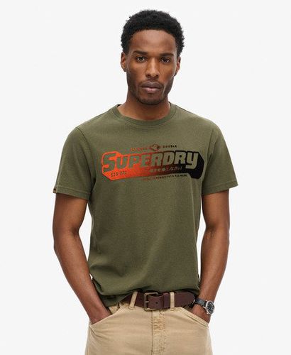 Men's Flocked Fade Graphic T Shirt Khaki / Khaki Green Marl - Size: L - Superdry - Modalova