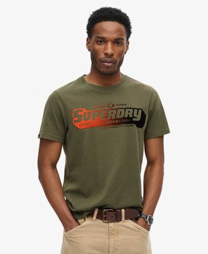 Men's Flocked Fade Graphic T Shirt Khaki / Khaki Green Marl - Size: M - Superdry - Modalova