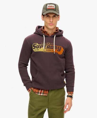 Men's Flocked Fade Graphic Hoodie Purple / Winter Berry Purple - Size: L - Superdry - Modalova