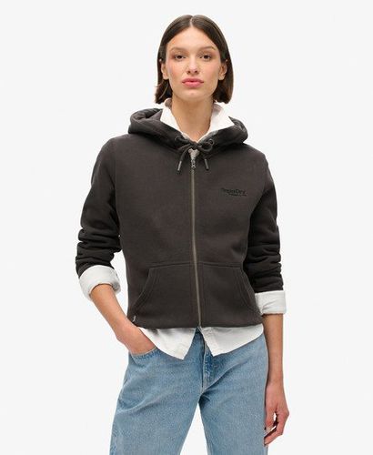 Women's Essential Logo Zip Hoodie Black / Bison Black - Size: 12 - Superdry - Modalova