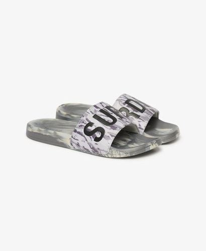 Men's Vegan Camo Pool Sliders Light Grey / Ice Grey Tiger Camo - Size: 6-7 - Superdry - Modalova